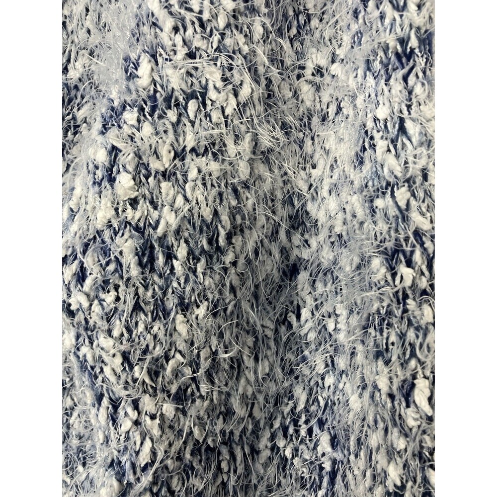 American Sweetheart Womens Eyelash Blue & White Stretch Sweater Size M - Picture 4 of 6